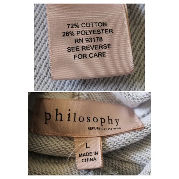 Anthropologie || Philosophy Heather Gray Grommet Crop Sweatshirt Hoodie - Size L - Picture 14 of 16